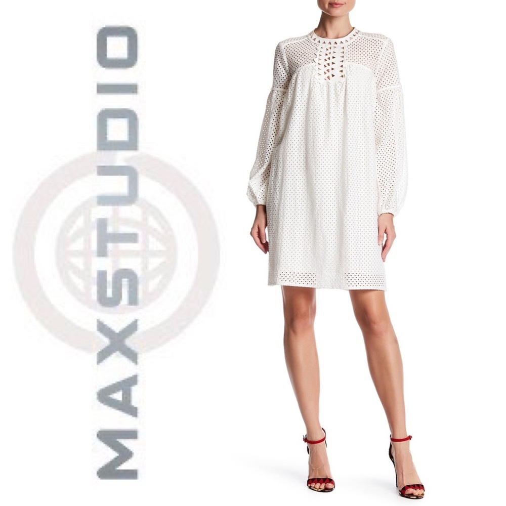MAX STUDIO. White Eyelet Dress.